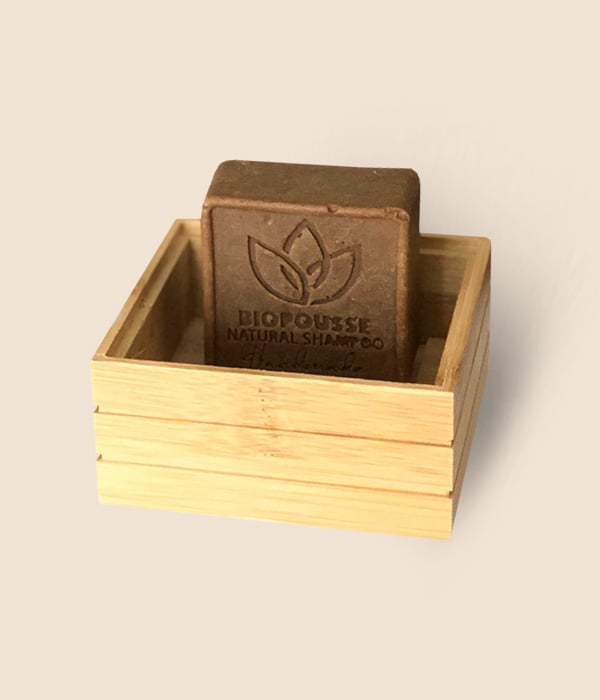 Porte-savon en bois pour shampoing solide avec couvercle en bambou naturel. Pour salle de bain