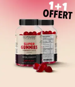 Super Gummies pour booster la pousse des cheveux – Biotine, Vitamine B6, B8, Vitamine C &amp; Zinc – (60 gummies)